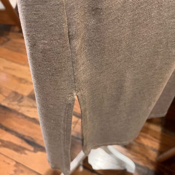 Eileen Fisher Tencel Tunic Tan Tarragon Neutral Minimalist Cap Sleeve Relaxed L - Picture 5 of 8